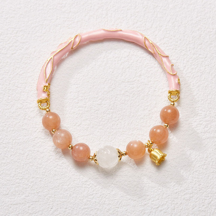 Lily of the valley natural sunstone bracelet