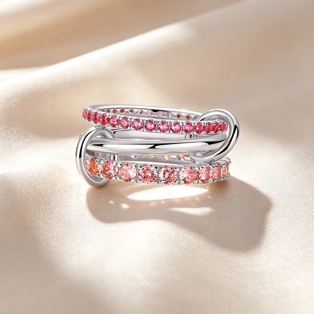 Triple Band Interlocking Link Statement Ring