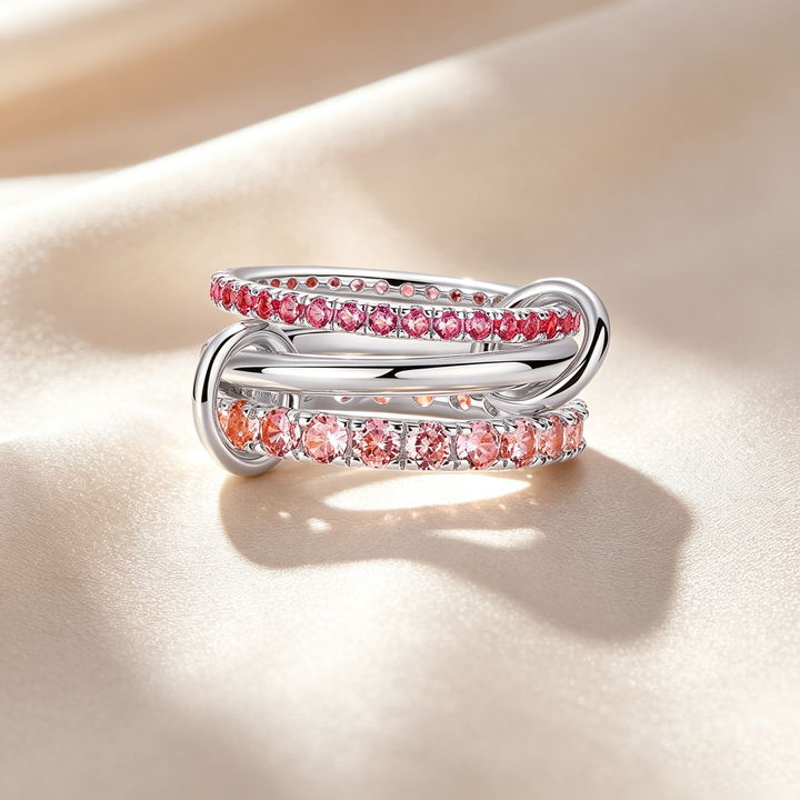 Triple Band Interlocking Link Statement Ring