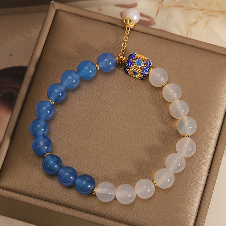 Blue and White Exquisite Natural Agate Bracelet