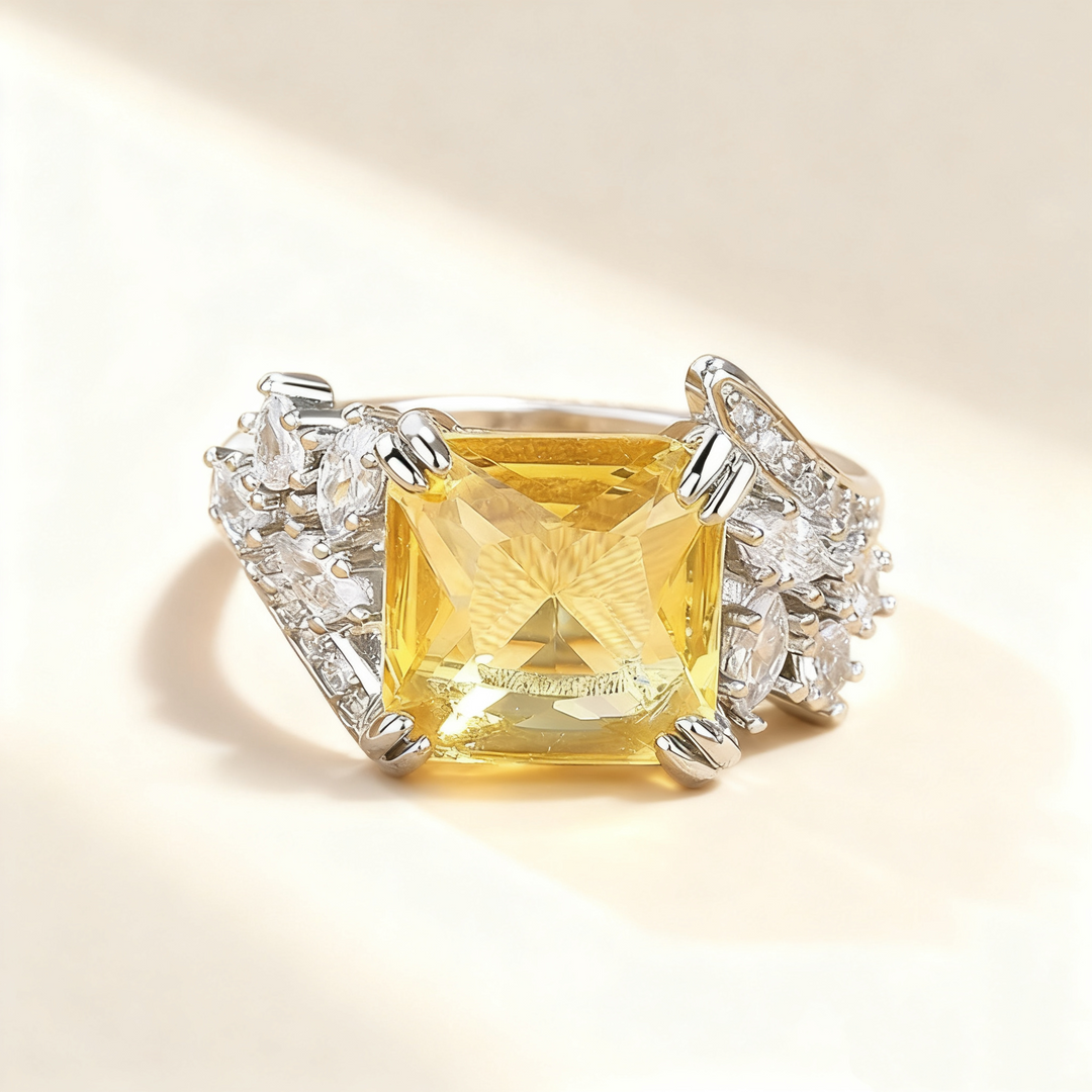 Dazzling Yellow &amp; Pink Crystal Ring