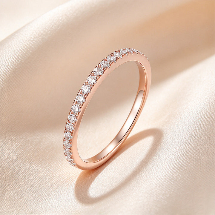 Half Pavé Band Moissanite Stackable Ring