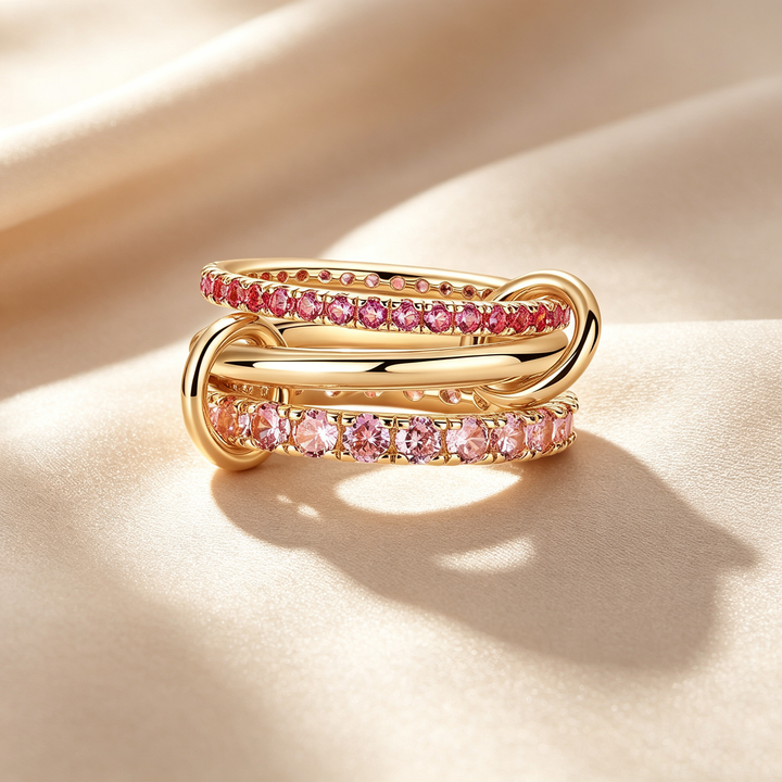 Triple Band Interlocking Link Statement Ring