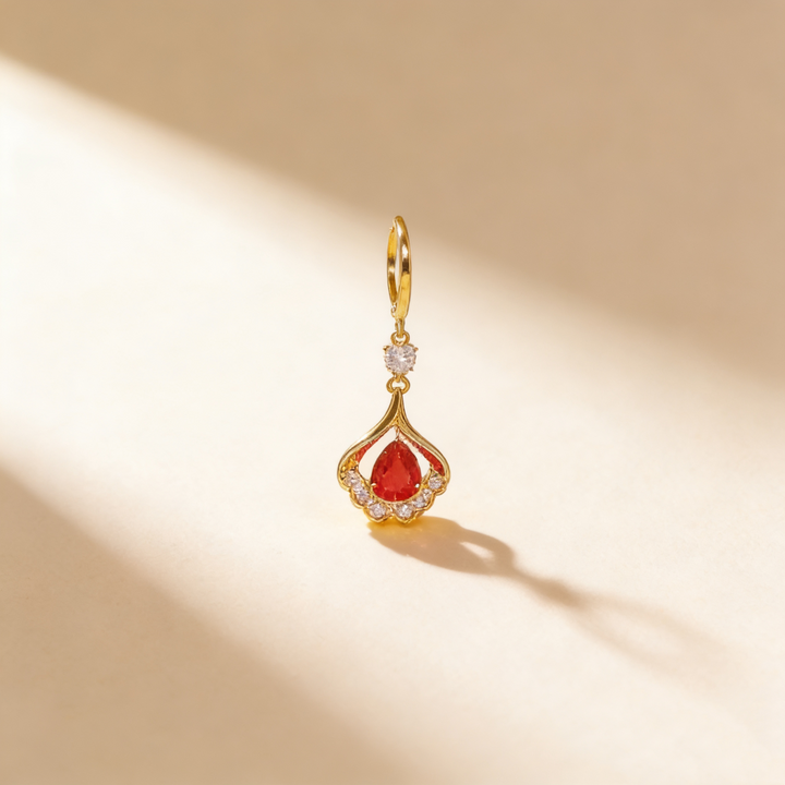 Ginkgo Leaf Ruby Earrings