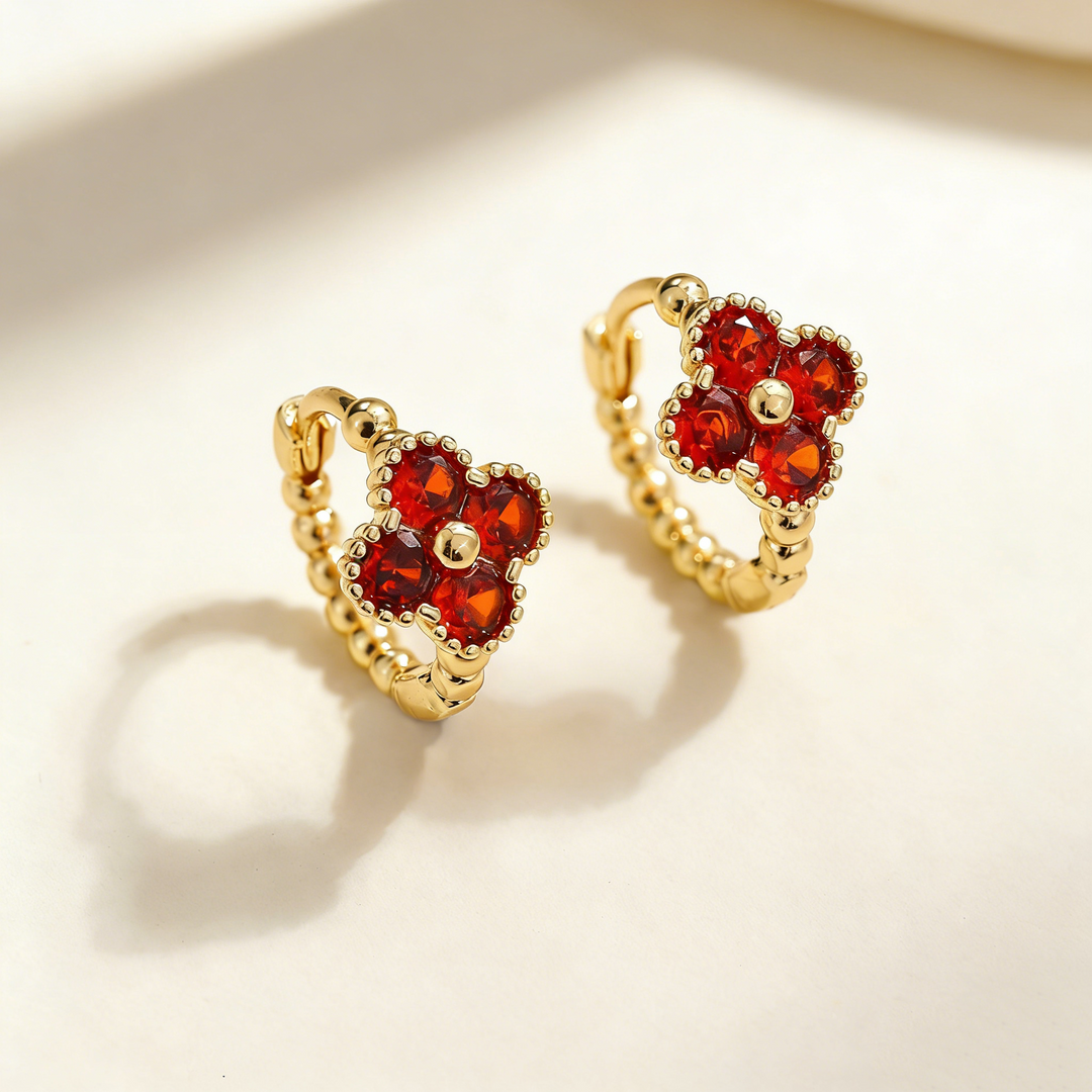 Minimalist Four-Leaf Clover Hoop Earrings