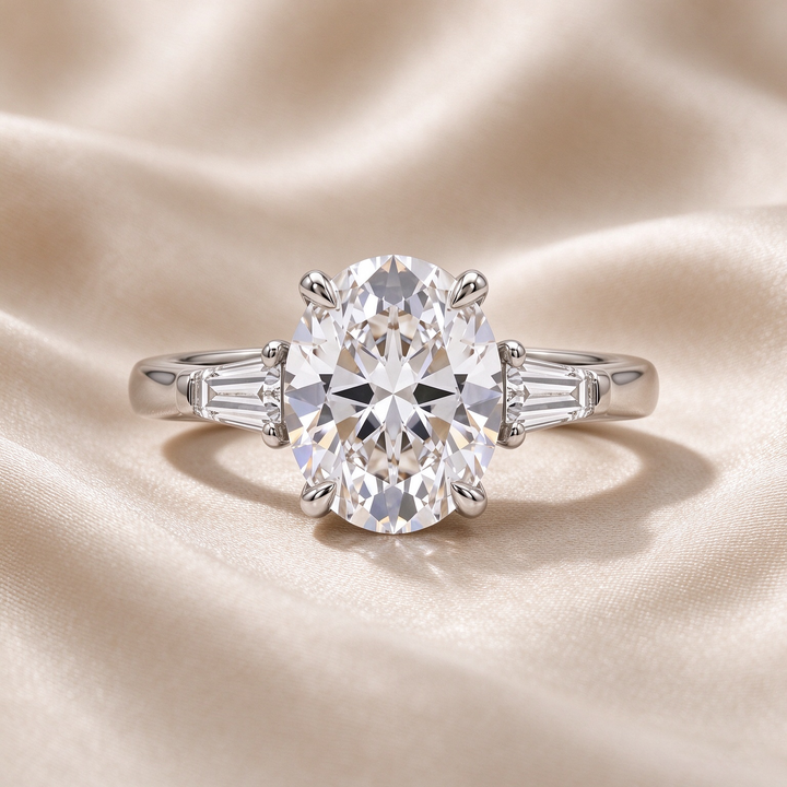 Oval Tapered Baguette Accent Ring