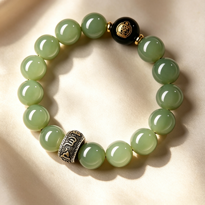 Hetian Jade Zodiac Guardian Beaded Bracelet