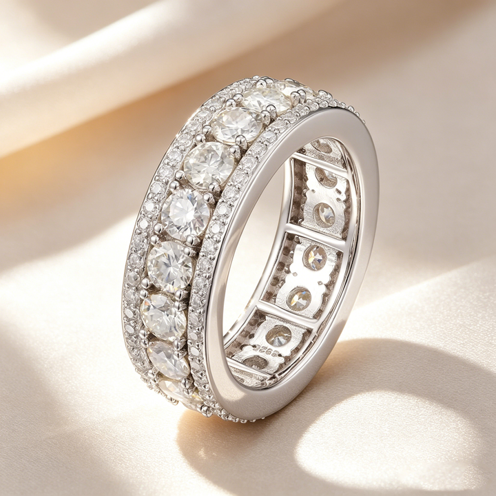 Three-Row Full Paved Eternity Ring