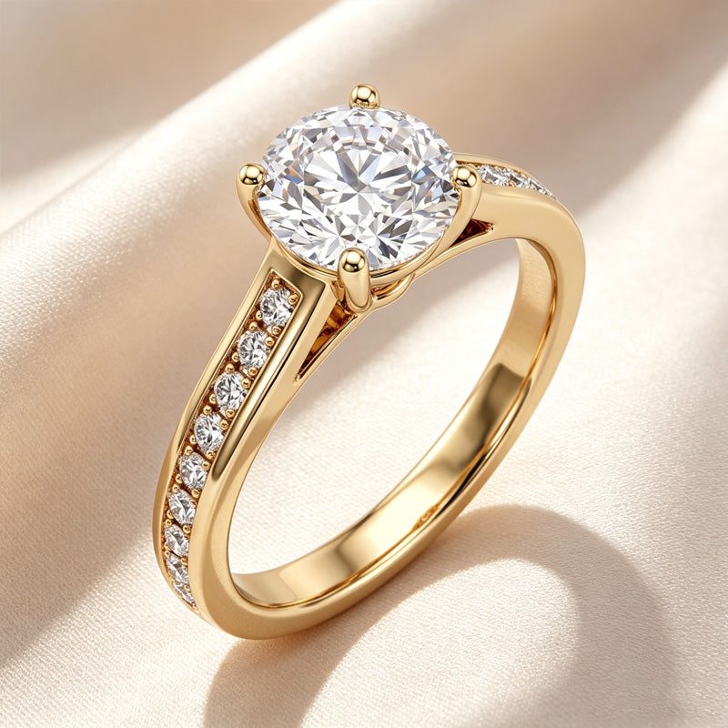 Round Stone Channel Paved Band Ring