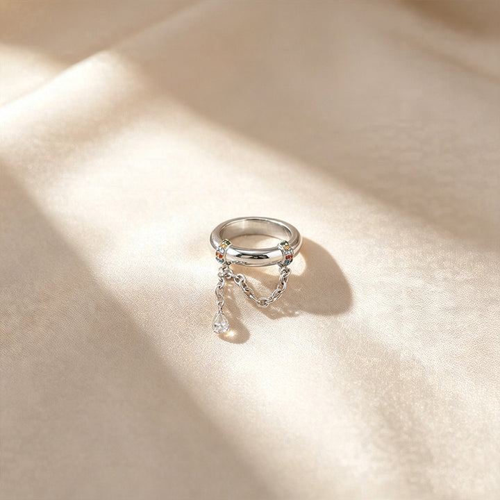 Paved Wide Chain Drop Ring