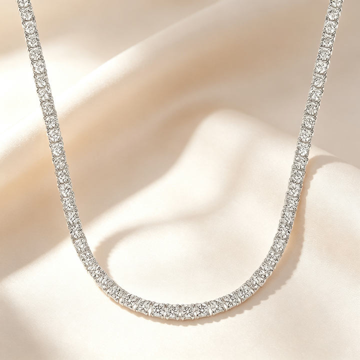Four-Prong Round Cut Tennis Necklace