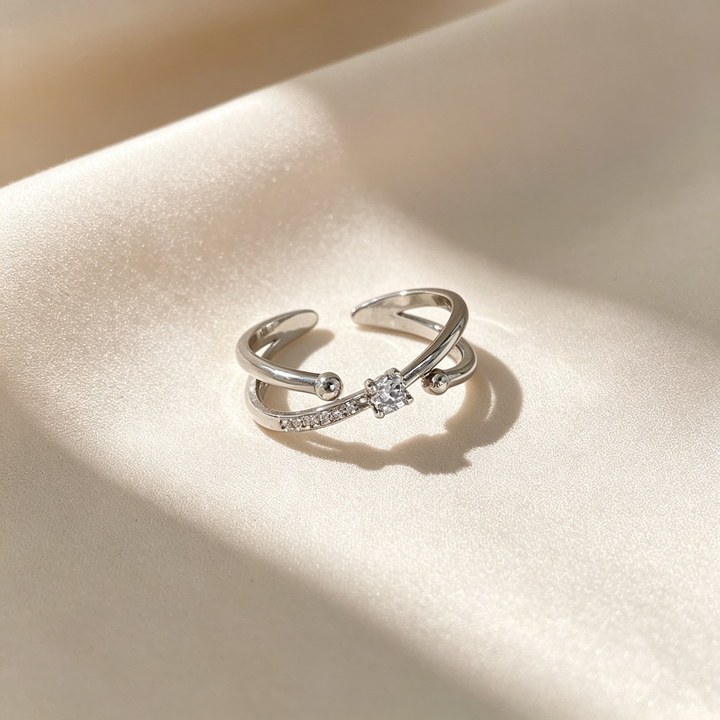 Camellia Stackable Two‑Piece Open Ring Set