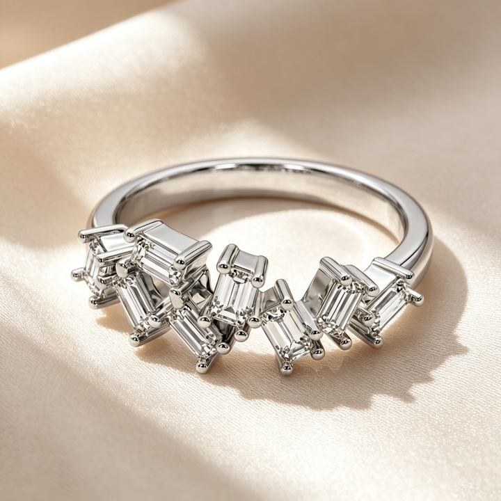 Baguette‑Cut Scattered Band Ring