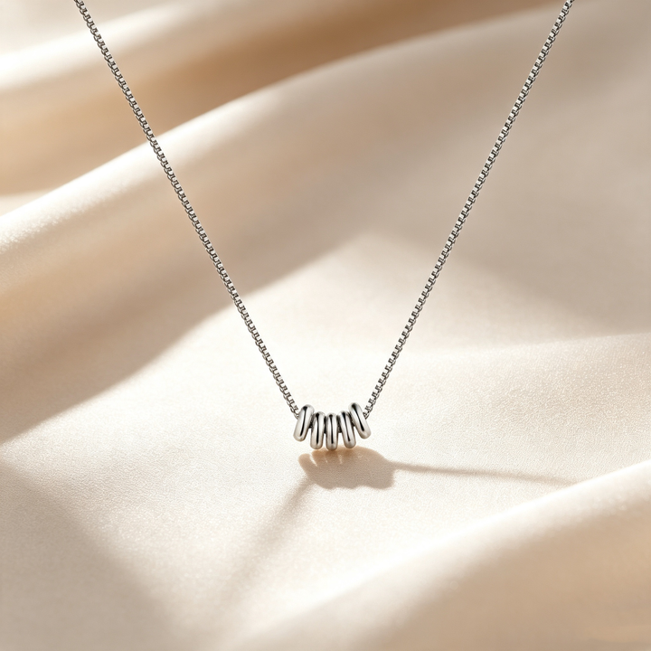 Multi-Ring Bead Box Chain Pendant Necklace