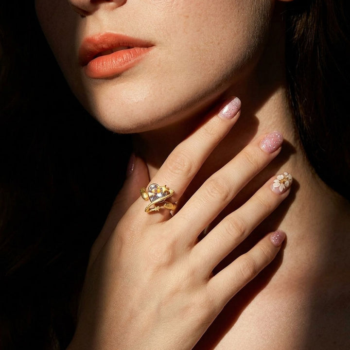 Heart‑Cut Brushed Textured Moissanite Ring
