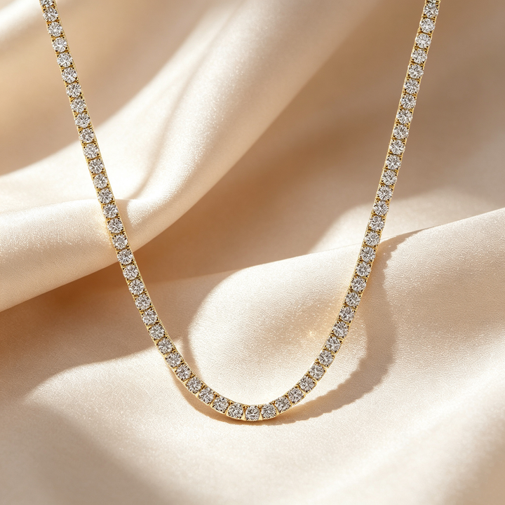 Four-Prong Round Cut Tennis Necklace