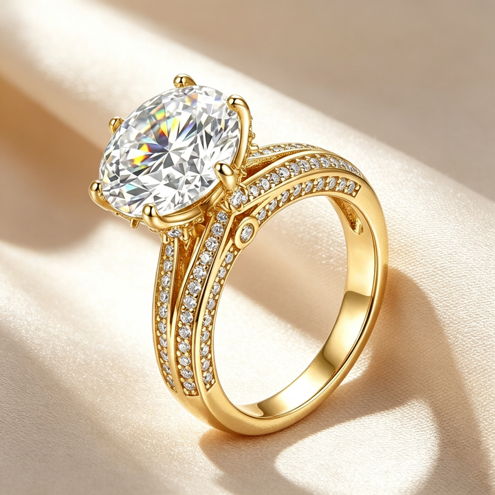 Oval Twisted Pave‑Set Solitaire Moissanite Engagement Ring