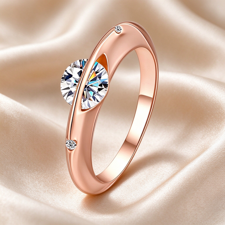 Rotatable Two-Tone Floating Moissanite Ring
