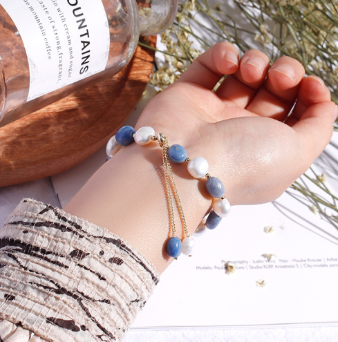 Aventurine jade &amp; pearl bracelet