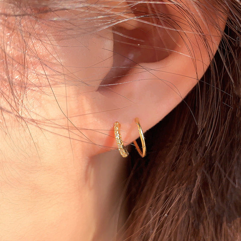 Sparkling Hoop Earrings &amp;  Wave Ear Cuff Set