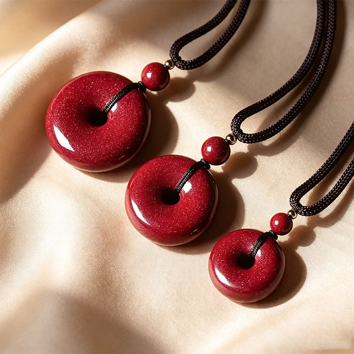 Cinnabar Peace Donut Pendant Necklace