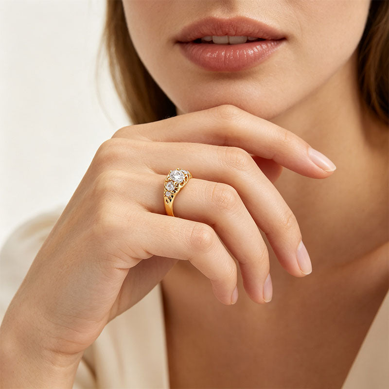 Round Multi-Stone Half Band Ring