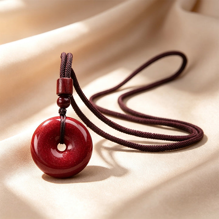 Cinnabar Peace Donut Pendant Necklace