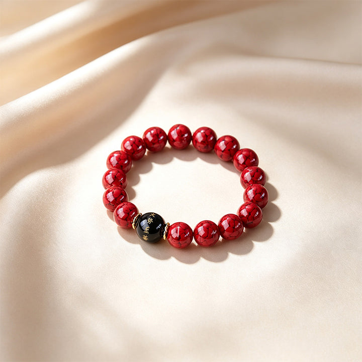 Cinnabar &amp; Turquoise Beaded Bracelet