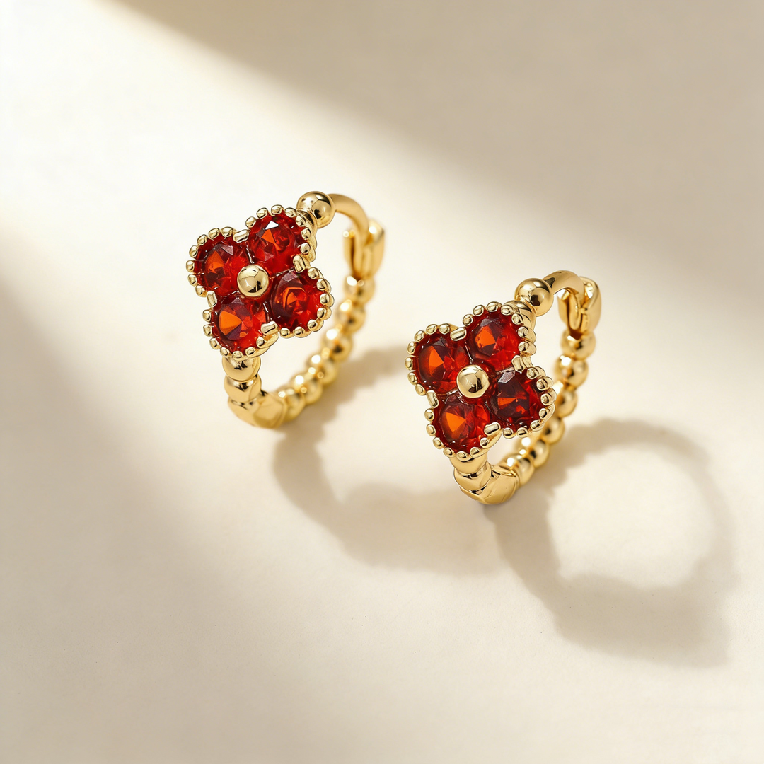 Minimalist Four-Leaf Clover Hoop Earrings