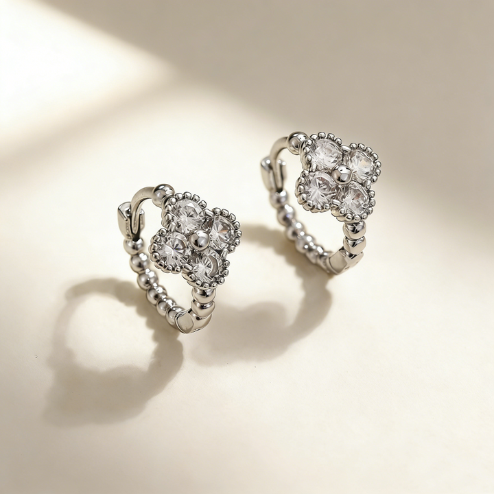 Minimalist Four-Leaf Clover Hoop Earrings