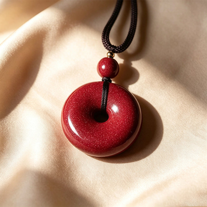 Cinnabar Peace Donut Pendant Necklace
