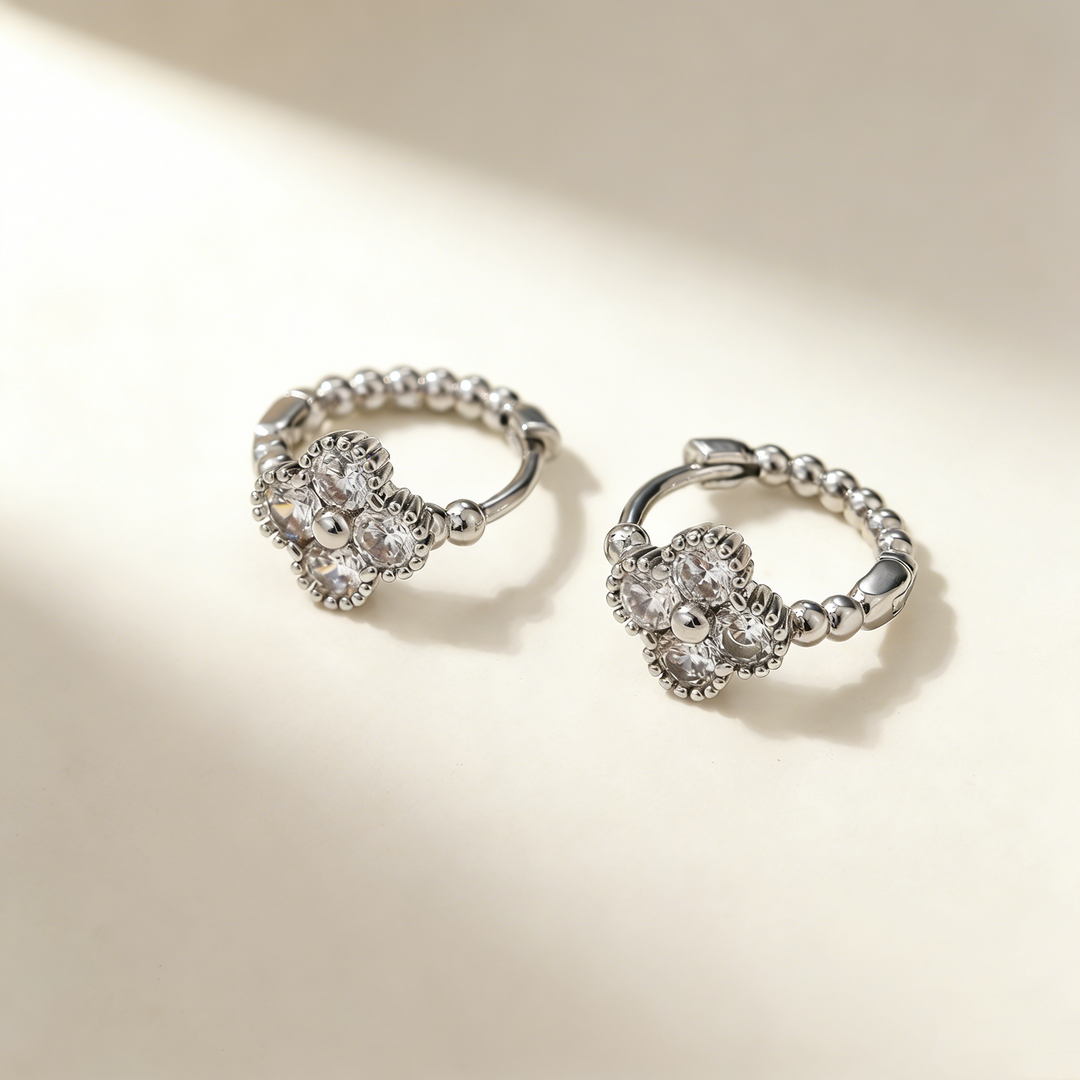 Minimalist Four-Leaf Clover Hoop Earrings