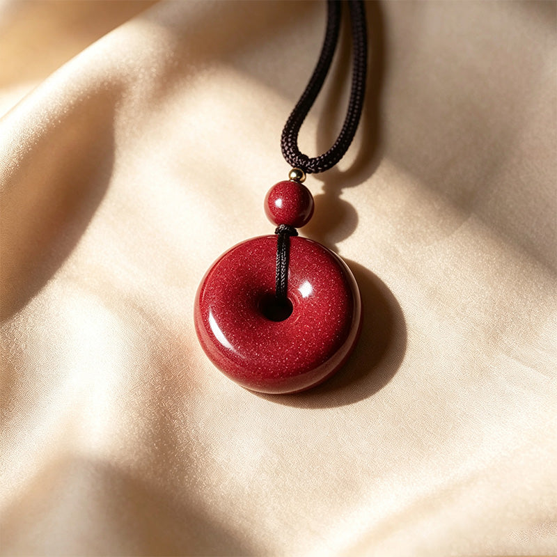 Cinnabar Peace Donut Pendant Necklace