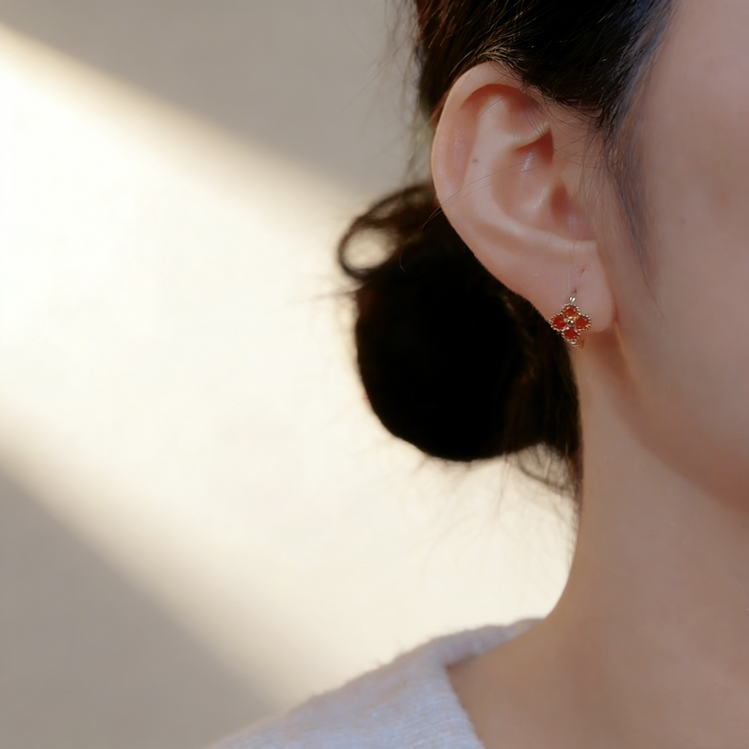 Minimalist Four-Leaf Clover Hoop Earrings