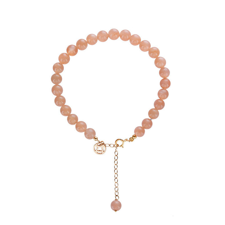 Natural Orange Sunstone Coin Tag Bracelet