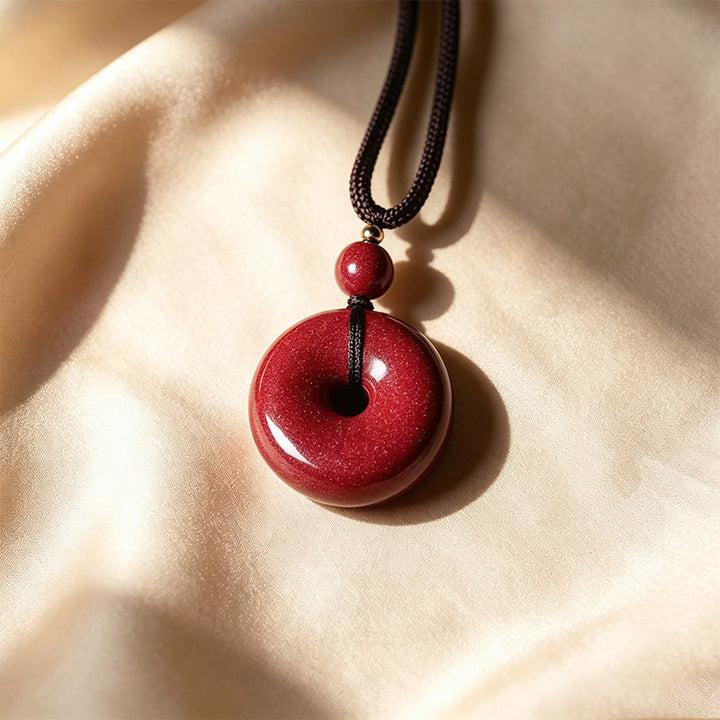 Cinnabar Peace Donut Pendant Necklace