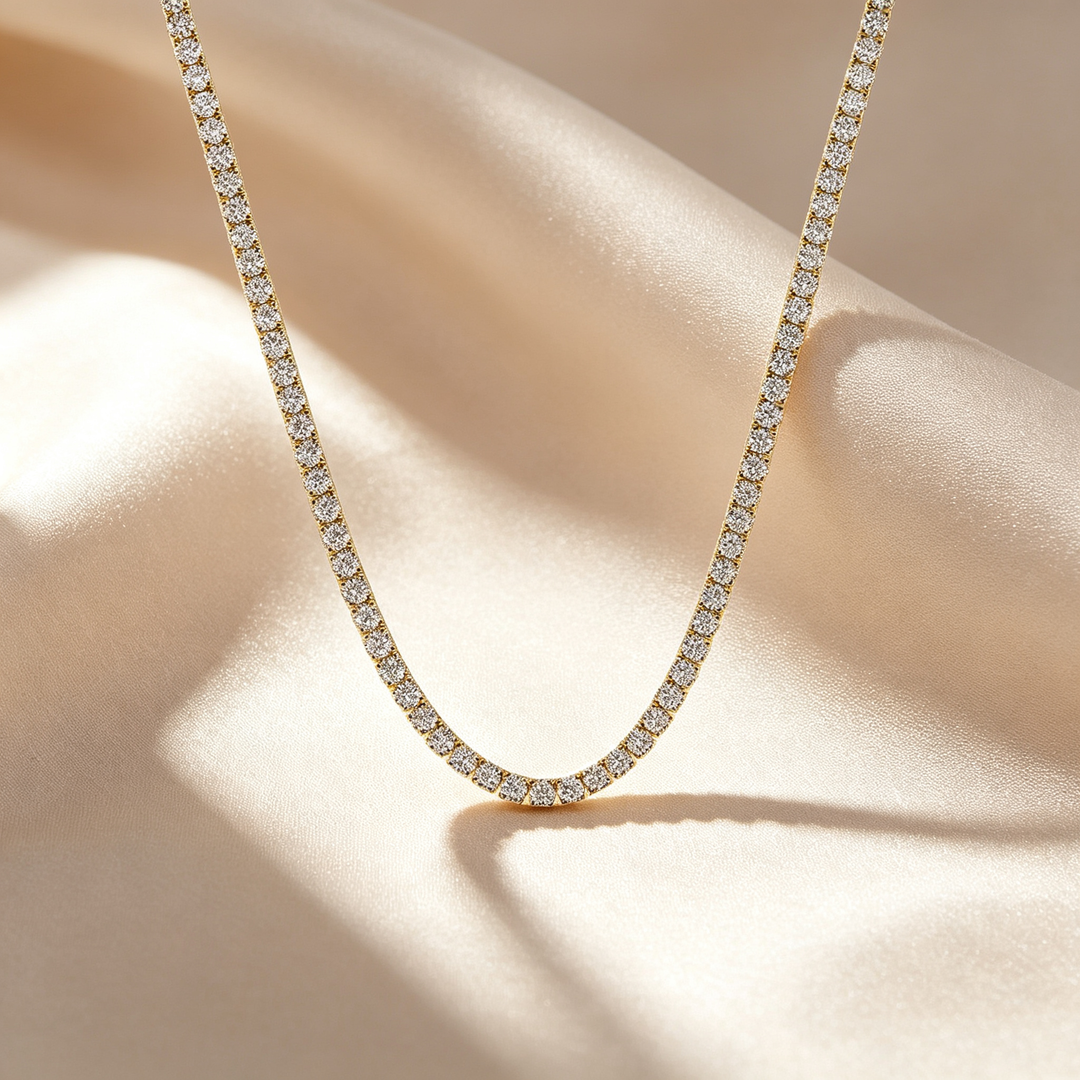 Four-Prong Round Cut Tennis Necklace