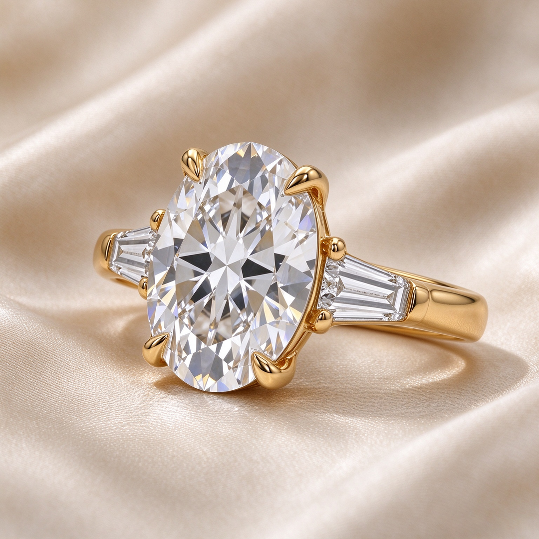 Oval Tapered Baguette Accent Ring