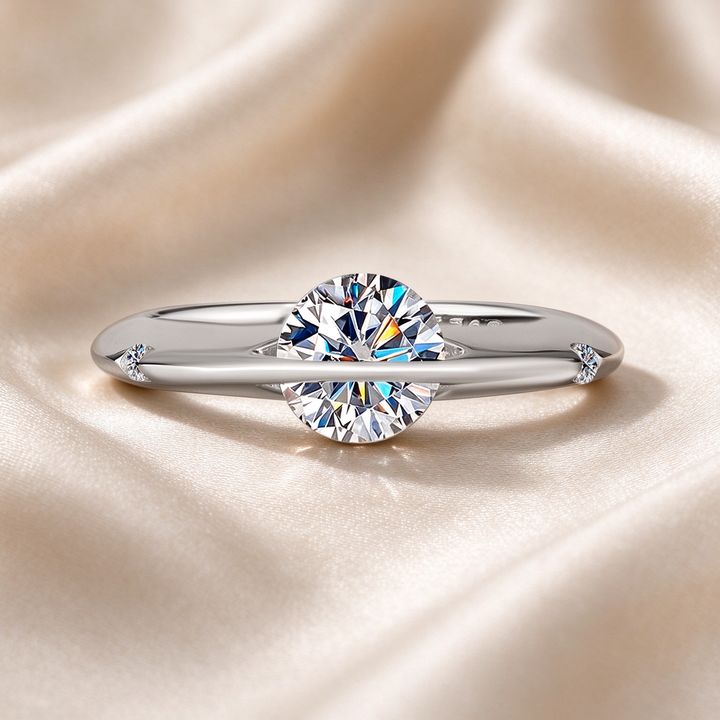Rotatable Two-Tone Floating Moissanite Ring