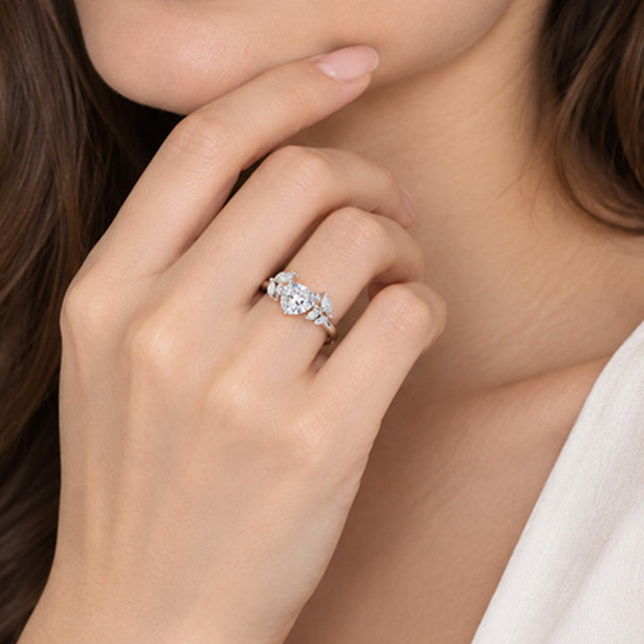 Pear Marquise Leaf Accent Ring