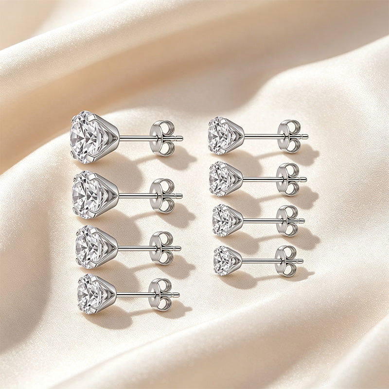Classic Moissanite Solitaire Stud Earrings