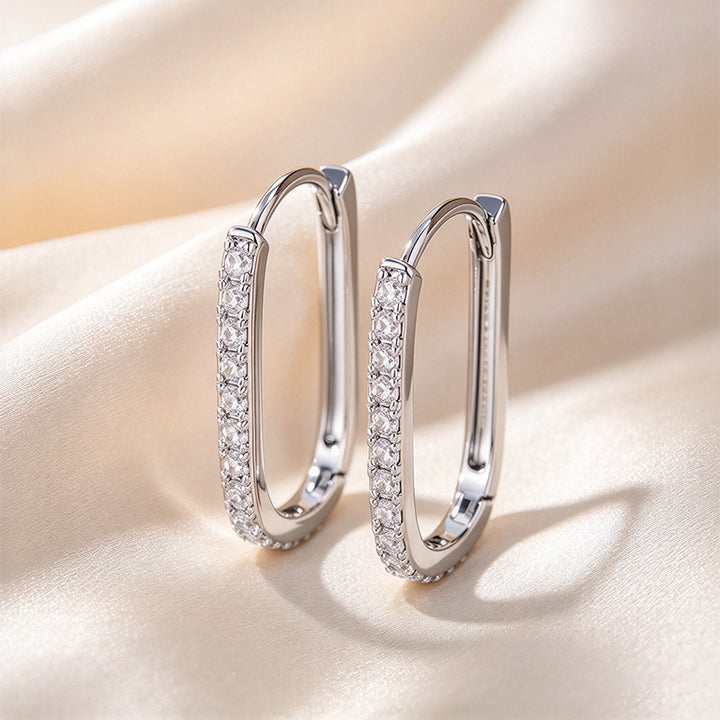 U-Shaped Pavé Hoop Earrings