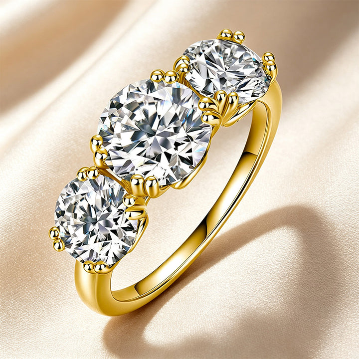 Three-Stone Round Cut Four-Prong Ring