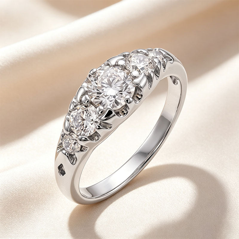 Round Multi-Stone Half Band Ring