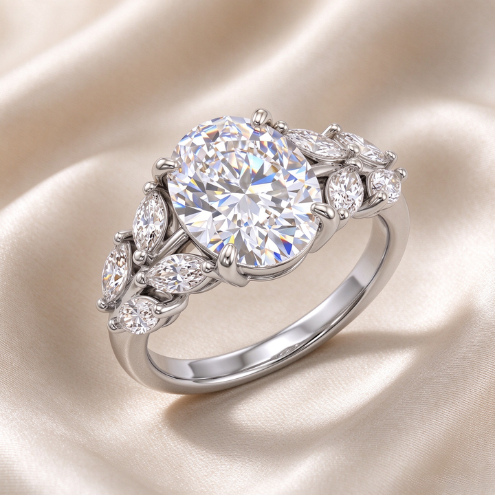 Oval Marquise Side Stone Ring