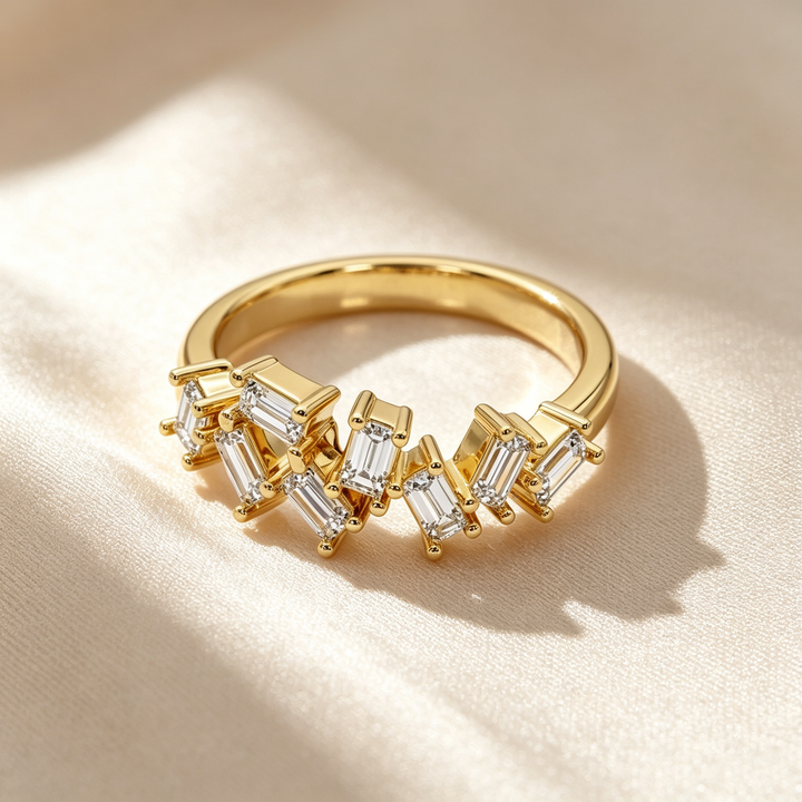 Baguette‑Cut Scattered Band Ring