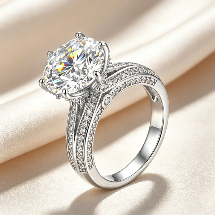 Oval Twisted Pave‑Set Solitaire Moissanite Engagement Ring