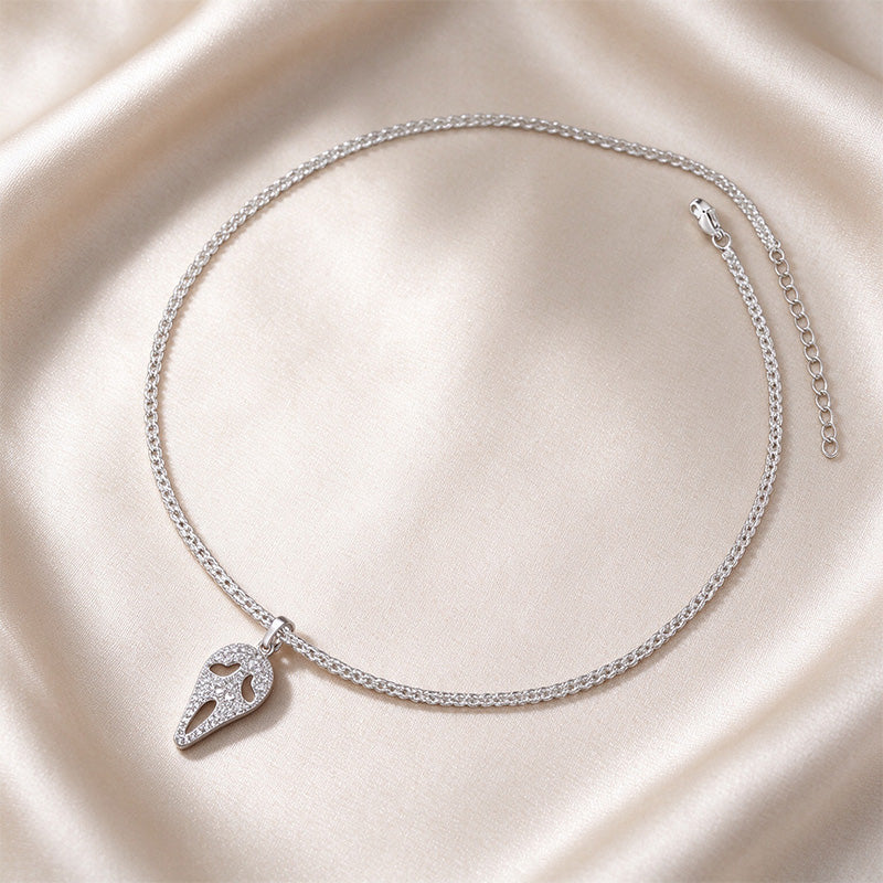 Pavé Ghost Face Pendant Necklace