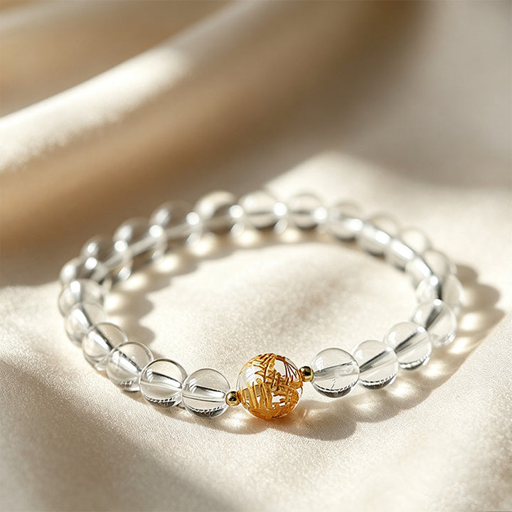Clear Quartz &amp; Black Onyx Beaded Bracelet Collection