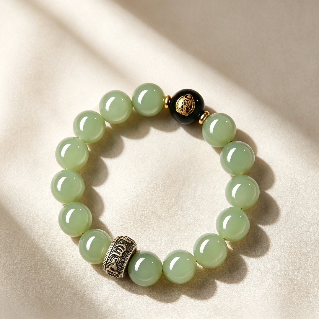 Hetian Jade Zodiac Guardian Beaded Bracelet